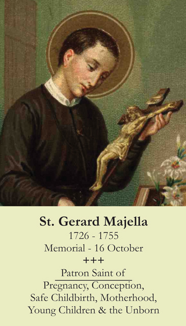 St. Gerard Prayer Card (Patron of Motherhood/Pregnancy)